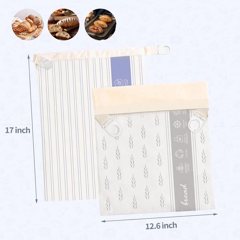 Saicefe 2 Pack Reusable Beeswax Bread Bags for Sourdough & Homemade Bread, Cotton Waxed Bags Keeps Fresh Longer XL Food Storage Bags with Beeswax Lining, Freezer Safe, Baking Supplies for Sourdough - Image 5